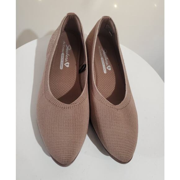 Skechers Womens Cleo Sawdust Wishful Stretch Knit Flex Wedge Slip On Size 7.5 - Picture 2 of 9